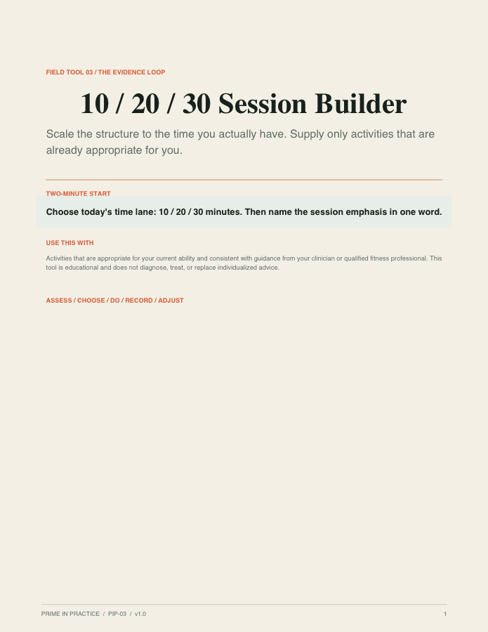 Cover preview of 10 / 20 / 30 Session Builder